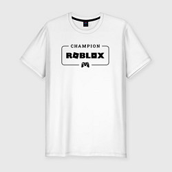 Мужская slim-футболка Roblox gaming champion: рамка с лого и джойстиком
