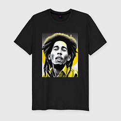 Футболка slim-fit Bob Marley Digital Art, цвет: черный