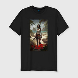 Мужская slim-футболка Девушка на мертвом острове