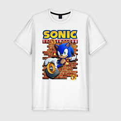 Мужская slim-футболка Соник ёж