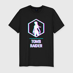 Мужская slim-футболка Tomb Raider в стиле glitch и баги графики
