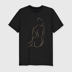 Мужская slim-футболка Силуэт девушки: вид сзади