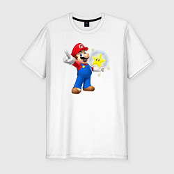 Футболка slim-fit Марио держит звезду, цвет: белый