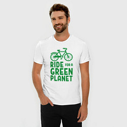 Футболка slim-fit Ride for a green planet, цвет: белый — фото 2