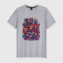 Мужская slim-футболка Коты супергерои