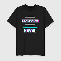 Футболка slim-fit Значок Haval в стиле glitch, цвет: черный