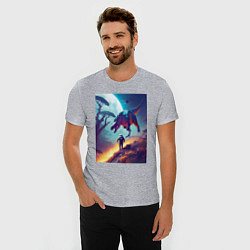 Футболка slim-fit Космонавт на затерянной планете, цвет: меланж — фото 2