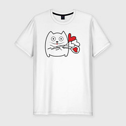Футболка slim-fit Котик с шариками, цвет: белый