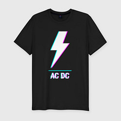 Футболка slim-fit AC DC glitch rock, цвет: черный
