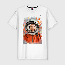 Мужская slim-футболка Гагарин арт