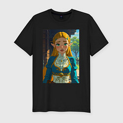 Мужская slim-футболка The legend of Zelda - ahegao art