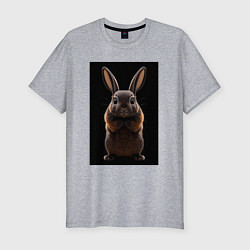 Футболка slim-fit Милый черный кролик, цвет: меланж