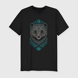 Футболка slim-fit Русский медведь - славянский символ, цвет: черный