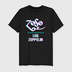 Футболка slim-fit Led Zeppelin glitch rock, цвет: черный