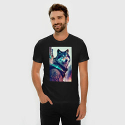 Футболка slim-fit Волк - житель мегаполиса, цвет: черный — фото 2