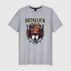 Футболка slim-fit Metallica - wolfs muzzle - thrash metal, цвет: меланж