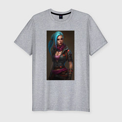 Футболка slim-fit Jinx fantasy Arcane League of Legends, цвет: меланж