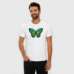 Футболка slim-fit Бразилия бабочка, цвет: белый — фото 2