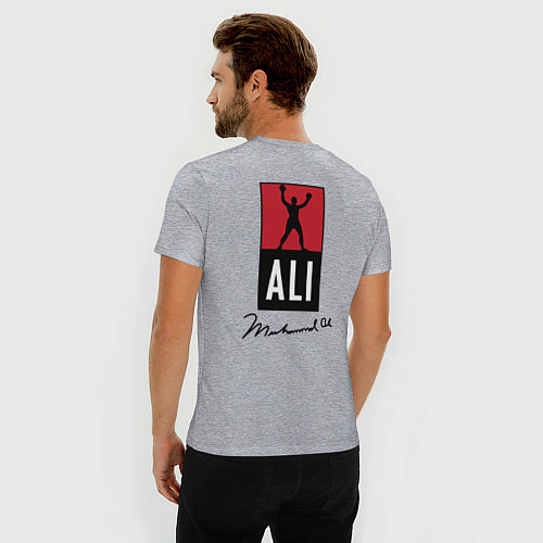 Мужская slim-футболка Muhammad Ali autograph / Меланж – фото 4