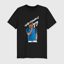 Футболка slim-fit Хвича Кварацхелия Наполи 77, цвет: черный