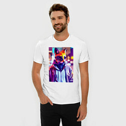 Футболка slim-fit Cyber fox - neon - city, цвет: белый — фото 2