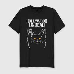 Футболка slim-fit Hollywood Undead rock cat, цвет: черный