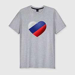 Мужская slim-футболка Флаг России в сердце