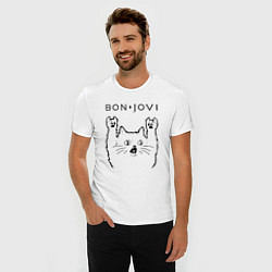 Футболка slim-fit Bon Jovi - rock cat, цвет: белый — фото 2