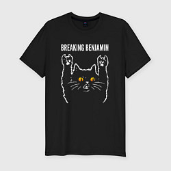 Мужская slim-футболка Breaking Benjamin rock cat