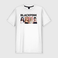 Футболка slim-fit Корейская группа Blackpink, анимационный стиль, цвет: белый