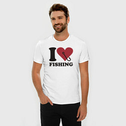 Футболка slim-fit I love fishing, цвет: белый — фото 2