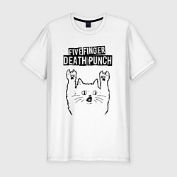 Футболка slim-fit Five Finger Death Punch - rock cat, цвет: белый