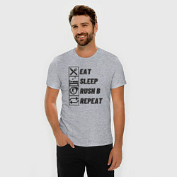 Футболка slim-fit Eat sleep rush b, цвет: меланж — фото 2