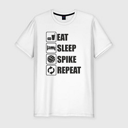 Футболка slim-fit Eat sleep spike, цвет: белый
