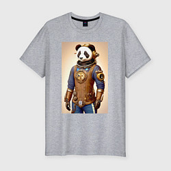 Футболка slim-fit Cool panda - steampunk - neural network, цвет: меланж