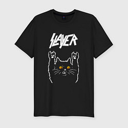 Мужская slim-футболка Slayer rock cat