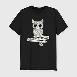Футболка slim-fit Серебряная сова на кольце, цвет: черный