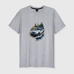 Мужская slim-футболка На джипе по России