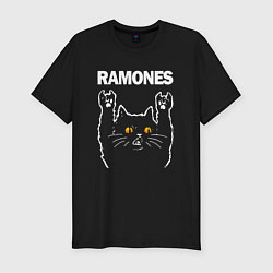 Футболка slim-fit Ramones rock cat, цвет: черный