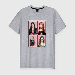 Футболка slim-fit Blackpink K-pop группа в аниме стиле, цвет: меланж