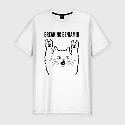 Футболка slim-fit Breaking Benjamin - rock cat, цвет: белый
