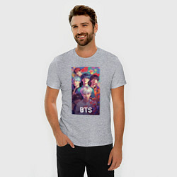 Футболка slim-fit BTS anime kpop, цвет: меланж — фото 2