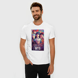 Футболка slim-fit BTS anime kpop, цвет: белый — фото 2