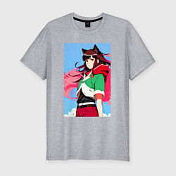 Футболка slim-fit Wolf girl - neural network - anime, цвет: меланж