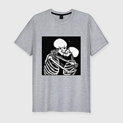 Футболка slim-fit Kissing skeletons, цвет: меланж