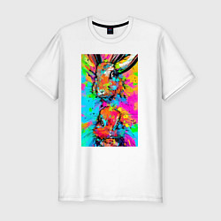 Футболка slim-fit Rabbit and hare - impressionism, цвет: белый