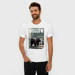 Футболка slim-fit Москва - Россия - медведь, цвет: белый — фото 2