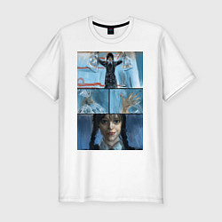 Футболка slim-fit Уэнсдей и пираньи, цвет: белый