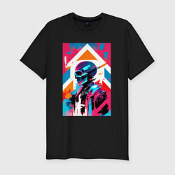 Футболка slim-fit Cyber skull - pop art, цвет: черный