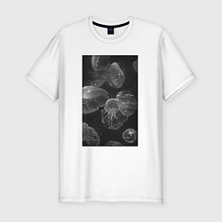 Футболка slim-fit Jellyfishes black, цвет: белый